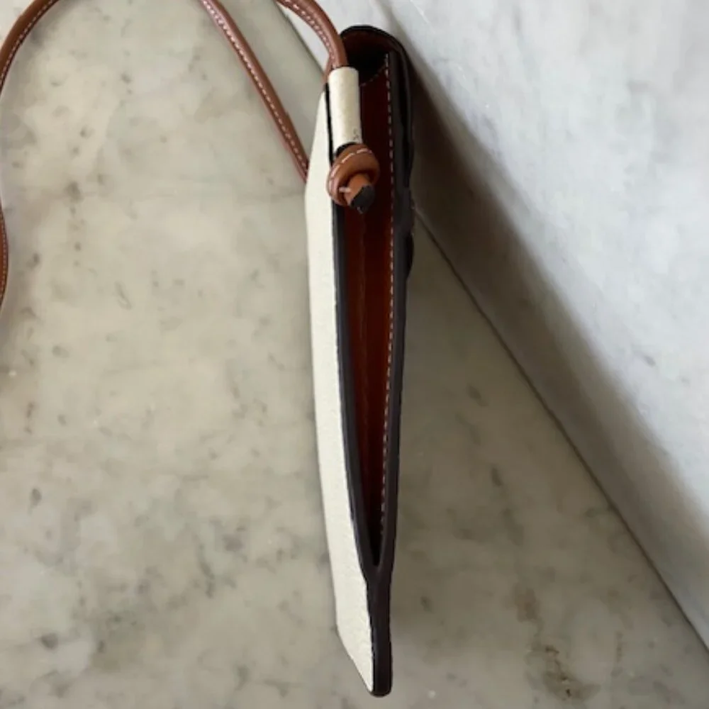 CELINE Phone Pouch with Flap Triomphe Canvas and Lambskin